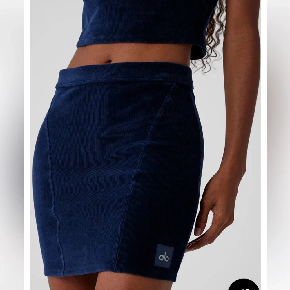 Alo Micro Corduroy Navy Blue Mini Skirt XS